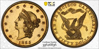 1855 $50 Kellogg & Co. PR62