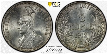 1912-J 1/2 Rup J-721 MS62