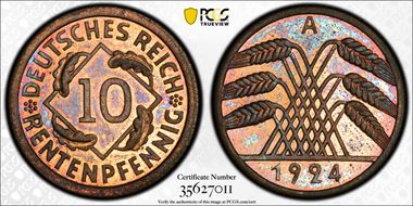 1924-A 10 Rtpfg J-309 PR63