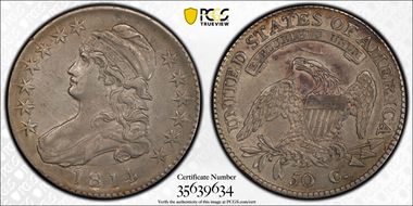 1814 50C Overton 106 AU50