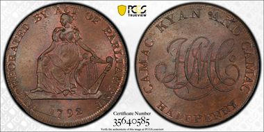 1792 Tk 1/2D DH-40 Dublin Camac Kyan & Camac MS65+ BN