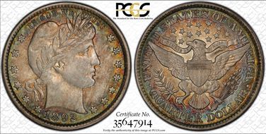 1892-O 25C Clashed Dies FS-901 AU55