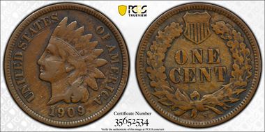 1909-S 1C Indian VF25BN