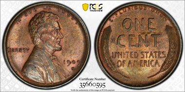 1909-S VDB 1C AU58+ BN