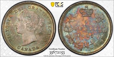 1885/5 5C ND Small 5 REE-1 MS65