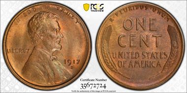 1917-S 1C MS64+ RB