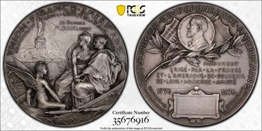 1886 Medal Maier-92 Var Matte Silver Franco-American Union SP63