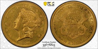 1850 $20 AU58