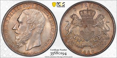 1887 5 Fr KM-8.1  Ag MS64