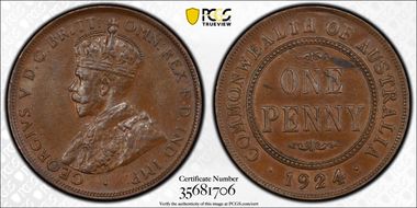 1924  1D English obverse AU58BN