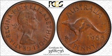 1955 Y. (p) 1D Perth obverse MS63BN