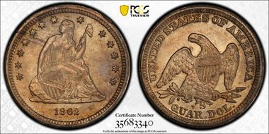 1862-S 25C MS62