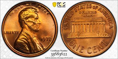 1972 1C Doubled Die Obverse MS67+ RD