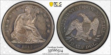 1842 50C Small Date PR64