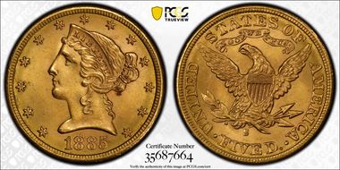 1885-S $5 MS66