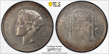 1897-SG V Peso Calico-122  Ag AU55