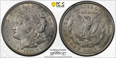 1921 $1 Morgan MS62