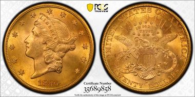 1890-S $20 MS63+