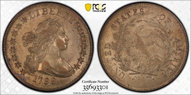 1798 $1 BB-81, 15 Stars AU55+