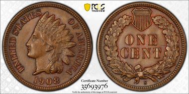 1908-S 1C MS64BN