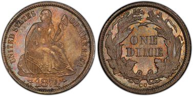 1874-CC 10C Arrows MS63