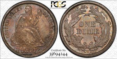 1874-CC 10C Arrows MS63