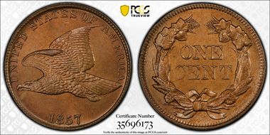 1857 1C Flying Eagle MS64