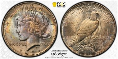 1934 $1 AU58+