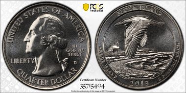 2018-D 25C Block Island NP MS67