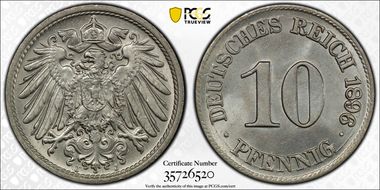 1896-J 10 Pfg J-13 MS65