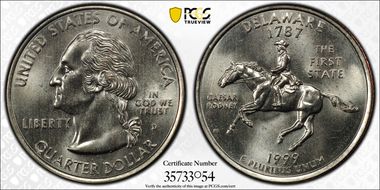 1999-D 25C Delaware MS67