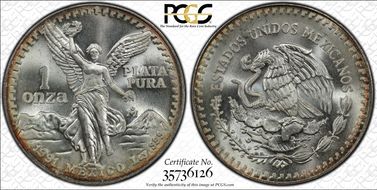 1991-Mo Onza Libertad Ag T1 - PLATA PURA MS68