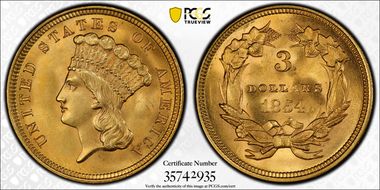 1854 $3 MS64