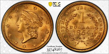 1854 G$1 Type 1 MS66+