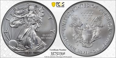 2018-W $1 Burnished Silver Eagle SP69