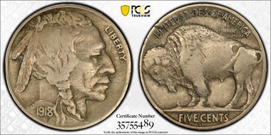 1918-S 5C 2 Feathers, FS-401 VF25