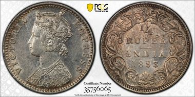 1893-B 1/4 Rup SW-6.318 MS62
