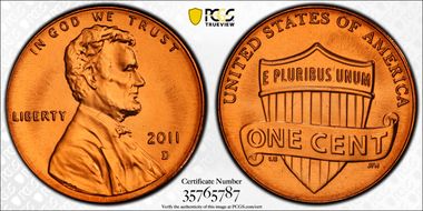 2011-D 1C Shield MS68RD