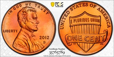 2012-D 1C Shield MS68RD