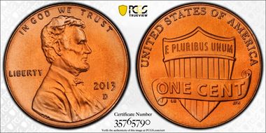 2013-D 1C Shield MS68RD