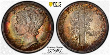 1916-S 10C Mercury MS67+ FB