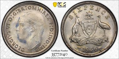 1946(m) 6D KM-38a  Ag MS65