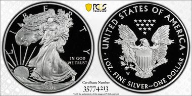 2016-W $1 Silver Eagle 30th Anniversary Lettered Edge PR69DCAM