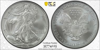 2006-W $1 Burnished Silver Eagle SP69