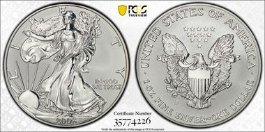 2006-P $1 Eagle-20th Anniversary Reverse Proof PR70