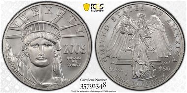 2008-W $50 Burnished St. of Liberty SP70