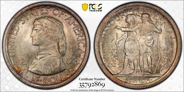 1921 50C Missouri MS65+