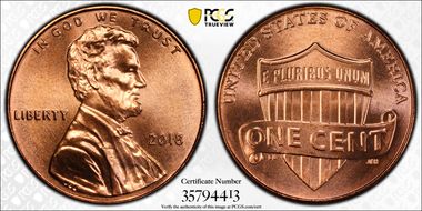 2018 1C Shield MS68RD