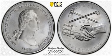 (2018) Medal George Washington "1789"  Silver Matte Finish First Strike MS70