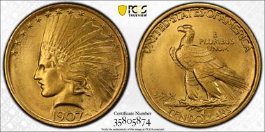 1907 $10 Indian MS66